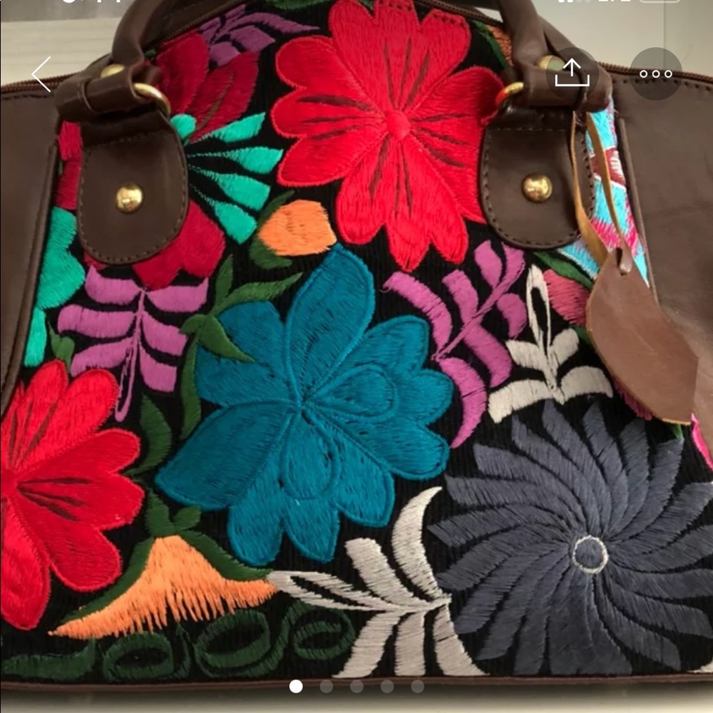 Embroidered leather purse